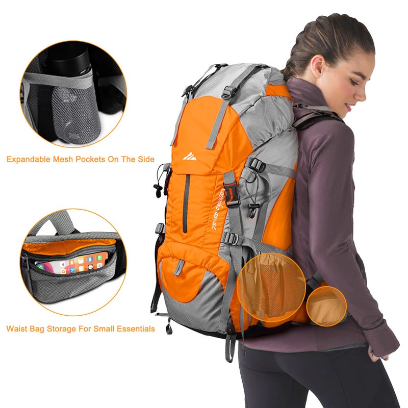 Loowoko 50L Hiking Backpack, Waterproof Camping Essentials Bag with Rain Cover, 45+5 Liter Lightweight Backpacking Back Pack - Image 5